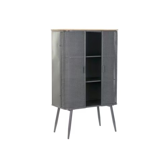 Bokhylla Naturell Grå Metall Trä 2 Hyllor 79 x 39 x 133 cm