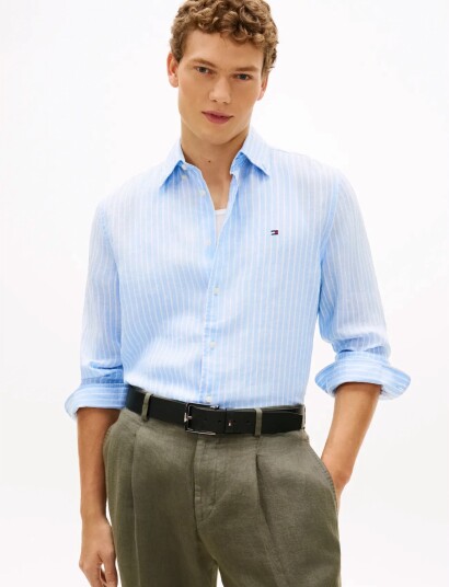 Tommy Hilfiger Linen Bengal Stripe Rf Shirt Blue XXL
