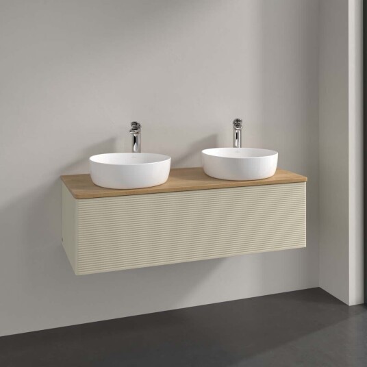 Villeroy & Boch Antao Servantskap med 1 skuff 120x50x36 cm m/lys Grå Matt/Eik Villeroy & Boch Antao Servantskap med 1 skuff 120x50x36 cm m/lys Grå Matt/Eik