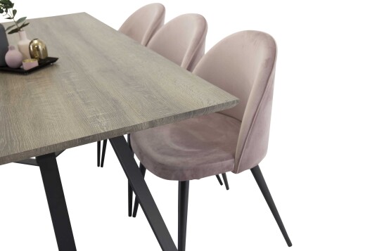 Venture Design Marina & Velvet spisegruppe Grå/svart 6 st stoler & bord 180 x 90 cm