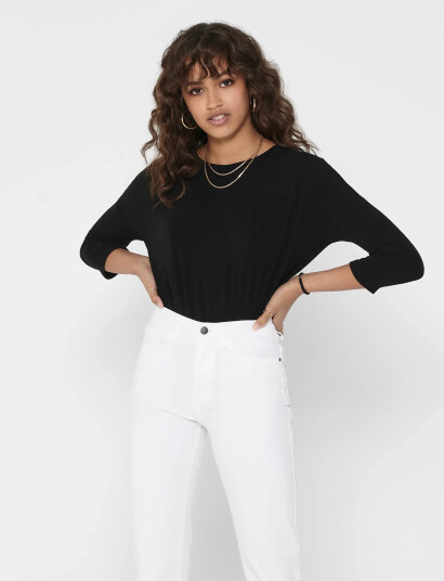 ONLY Onlglamour 3/4 Top Jrs Noos - Black - M ONLY Onlglamour 3/4 Top Jrs Noos - Black - M