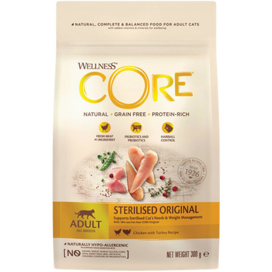 CORE Kattemat for Steriliserte Katter 4 kg - Kylling og Kalkun, Kornfri