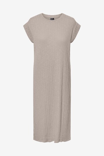 Pieces Kjole pcLena SS Midi Dress Grå
