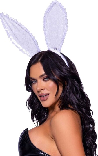 Bøybar Volanger Trimmet Bunny Ører Hvit Hårbøyle