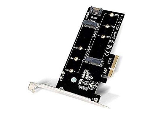 Kt015 Pcie Adapter For 2Xm.2 Sata Ssd, Pcie X4 Og S-Ata Tilkoblinger Deltacoimp Svart / Kt015
