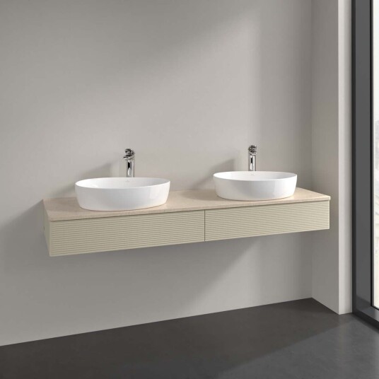 Villeroy & Boch Antao Servantskap med 2 skuffer 160x50x19 cm m/lys Grå Matt/Crème Villeroy & Boch Antao Servantskap med 2 skuffer 160x50x19 cm m/lys Grå Matt/Crème