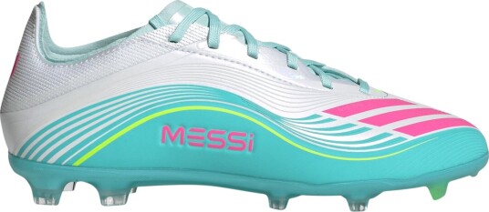 adidas F50 League Messi FG/MG Fotballsko Barn Hvit/Turkis 38 2/3