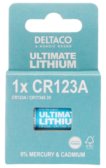 Deltaco Ultimate Lithium, 3V, CR123A, 1-pk Deltaco Ultimate Lithium, 3V, CR123A, 1-pk