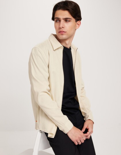 Ciszere Aden cord zip Gensere med glidelås Beige