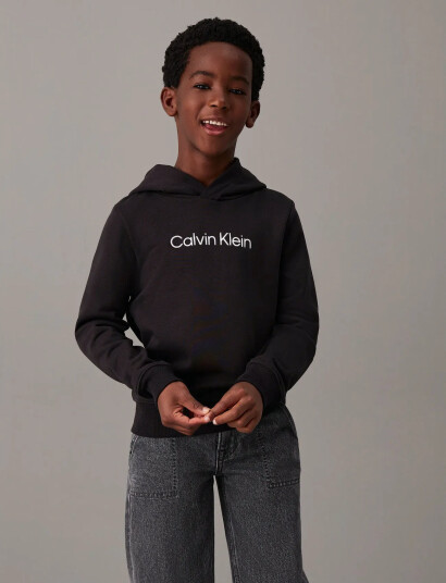 Calvin Klein Inst. Logo Reg. Terry Hoodie Black 128 Calvin Klein Inst. Logo Reg. Terry Hoodie Black 128