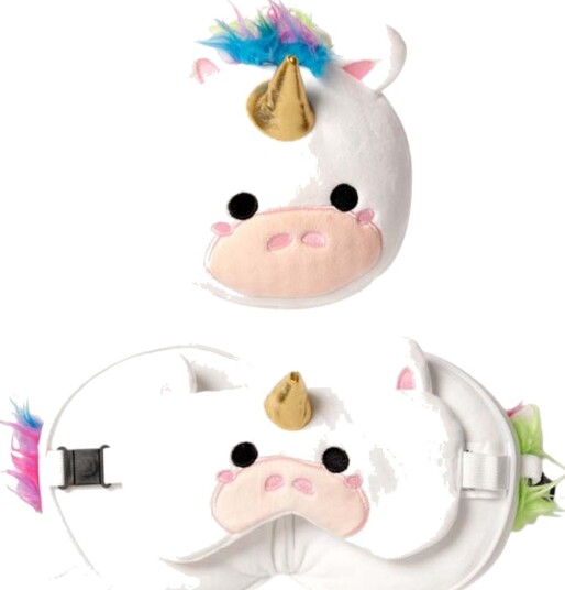 Relaxeazzz Plush Reisepute & Øyemaske, Unicorn Relaxeazzz Plush Reisepute & Øyemaske, Unicorn