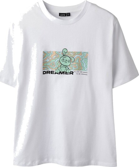 LMTD T skjorte NlmAnders Bright White m. Trykk LMTD 11 12 år 146 152 T skjorte Hvit