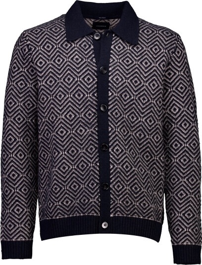Lindbergh Structure Knit Cardigan - Navy - S