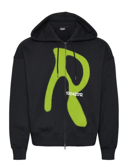 Rains Classic Zip Hoodie Blurred Black L