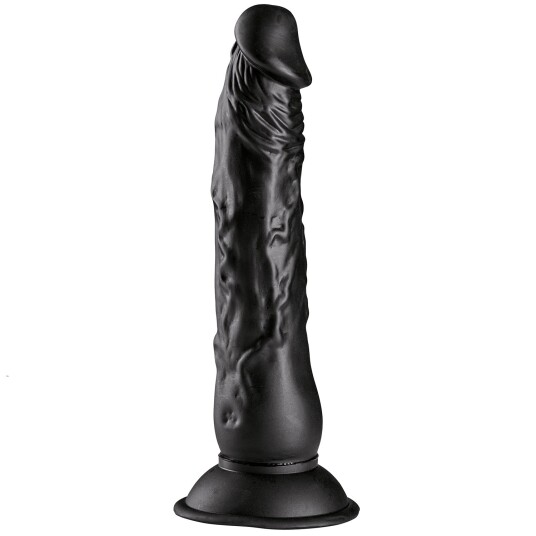 Willie City Realistisk Svart Sugekoppdildo 23 cm     - Svart