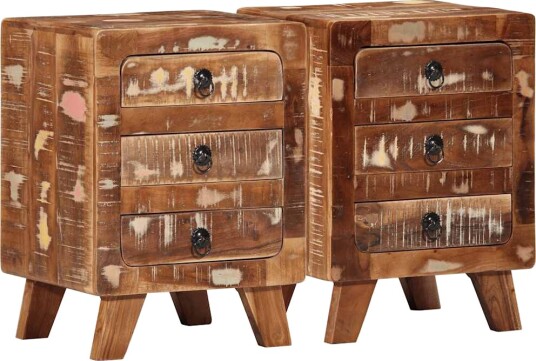 Nattskap 2 stk 37x32x50 cm gjenvunnet heltre Nattskap 2 stk 37x32x50 cm gjenvunnet heltre
