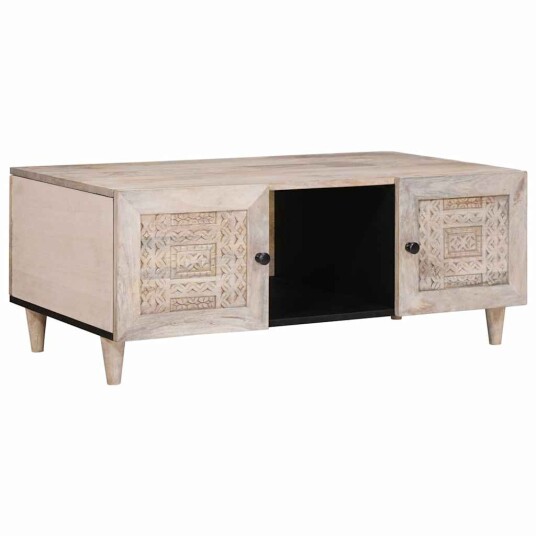 vidaXL Kaffebord med hylle med dør Beige 100 x 54 x 40 cm heltre mango