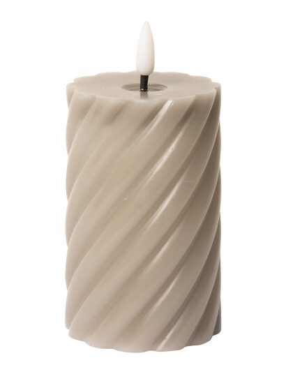 C"est Bon Spiralled Led Pillar Candle - Grey - H11CM