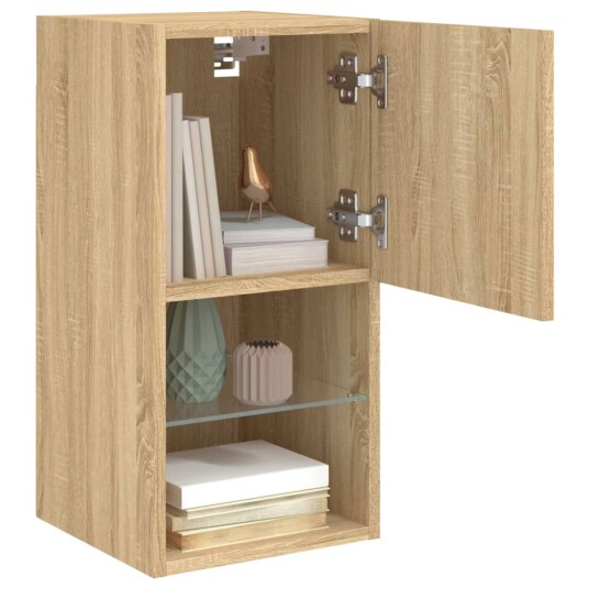 vidaXL TV-benker med LED-lys 2 stk sonoma eik 30,5x30x60 cm 8721012255760