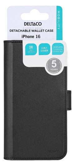 Deltaco Wallet Black - iPhone 16