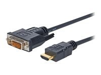 Vivolink Pro DVI-D til HDMI Adapterkabel 1m Svart Skjermet med Gullkontakt Vivolink Pro DVI-D til HDMI Adapterkabel 1m Svart Skjermet med Gullkontakt