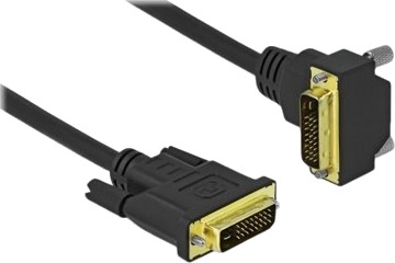 Delock Dvi Kabel Dobbeltlenke Dvi D Hann Vinklet Til Dvi D Hann 2 M Tommelskruer Svart