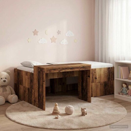 Barneseng med skrivebord Gammelt tre 98.5 x 200 cm Barneseng med skrivebord Gammelt tre 98.5 x 200 cm