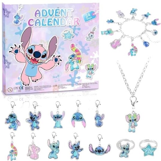 Adventskalender 2025 24 dagers Jule adventskalender Armbånd 2025 for Anime Stitch elskere Jule nedtellingskalender DIY Smykkefremstillingssett Gave