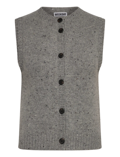 Weekday Knitted Buttoned Wool Blend Vest - Grey - S