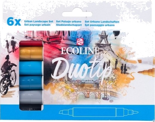 Ecoline Duotip Marker-Sett Urban Landscape | 6 Farger Ecoline Duotip Marker-Sett Urban Landscape | 6 Farger