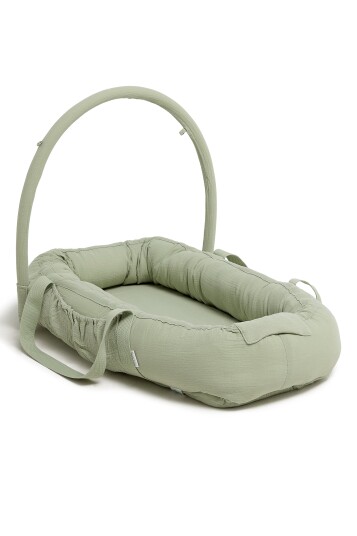 Alice &  Fox ALBA Babynest med Håndtak Green Muslin