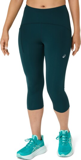 Asics Women"s Road High Waist Capri Tight Saxon Green XS Asics Women"s Road High Waist Capri Tight Saxon Green XS