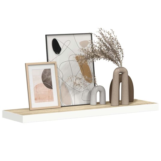 vidaXL Flytende vegghylle eik og hvit 90x23,5x3,8 cm MDF vidaXL Flytende vegghylle eik og hvit 90x23,5x3,8 cm MDF