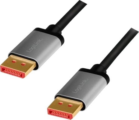 Logilink Displayport-Kabel Displayport M Til Displayport M Displayport 1,4 2 M Dolby Dts-Hd Master Audio-Støtte Dolby Truehd-Støtte 8K 60 Hz-Støtte Grå Svart