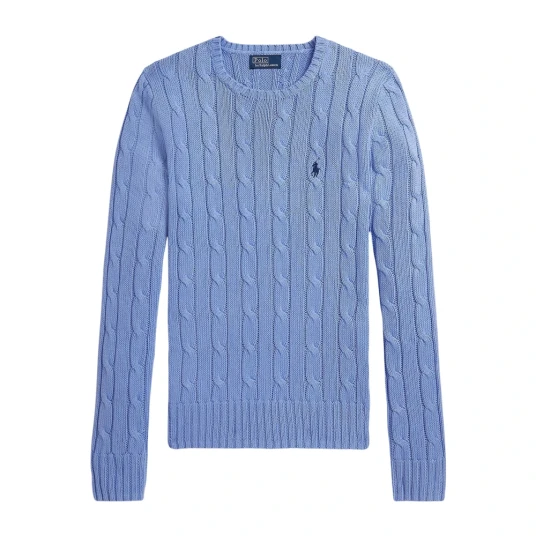 Polo Ralph Lauren Cable-Knit Cotton Crewneck Sweater - Blue - M