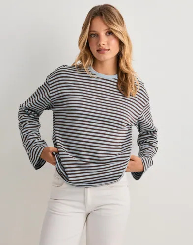 Pieces Blå Pcsadie Ls Top Noos