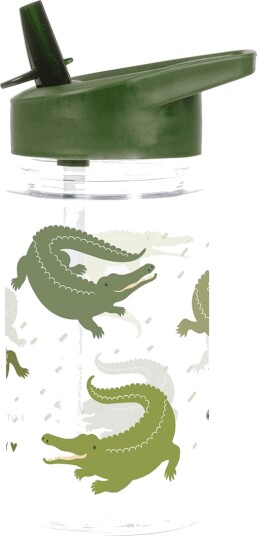 A Little Lovely Company Drikkeflaske m. Sugerør 450 ml Kroko A Little Lovely Company OneSize Drikkeflaske Grønn