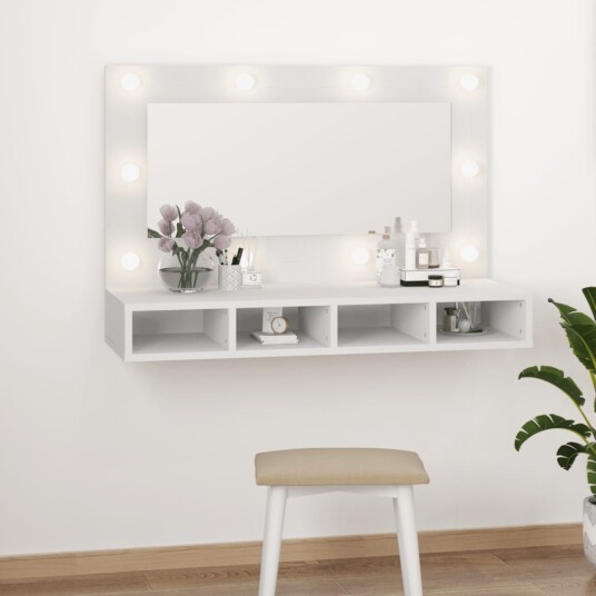 vidaXL Speilskap med LED hvit 90x31,5x62 cm vidaXL Speilskap med LED hvit 90x31,5x62 cm