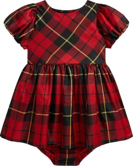 Polo Ralph Lauren Kjole Satin Rød/Svart Multi Pledd Polo Ralph Lauren 1½ år (86) Kjole