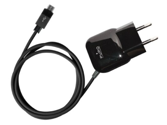 Puro Mini Travel Charger - Portable Wall Charger With Micro Usb Cable (Black)