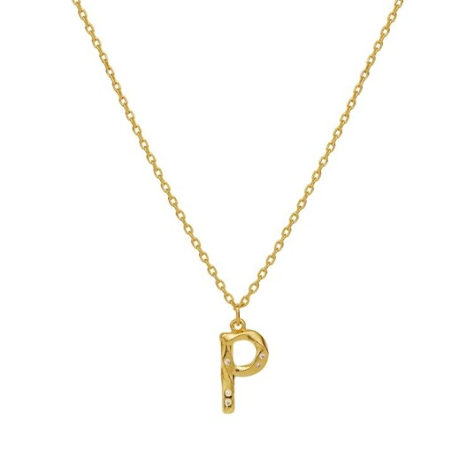 Alphabet Necklace P Forgylt Sølv Sterling 925 40 42.5 45 cm