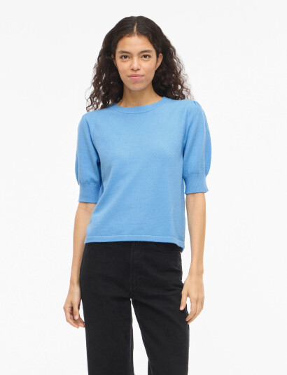 Vila Viril 2/4 Sleeve O Neck Knit Top   Noos   Blue   XS