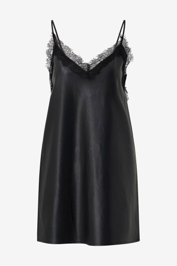 Gina Tricot Kjole Lace Detail PU Svart