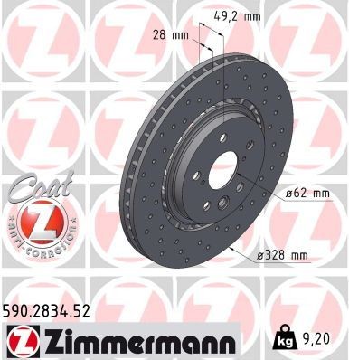 Bremseskive ZIMMERMANN 590.2834.52