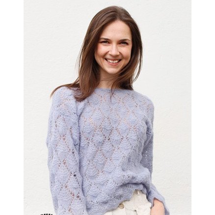 Lila Mist by DROPS Design Genser Strikkeoppskrift str S XXXL