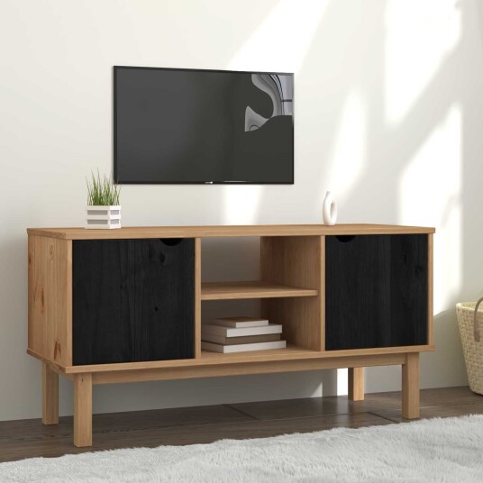 TV benk OTTA 113,5 x 43 x 57 cm Svart Heltre furu