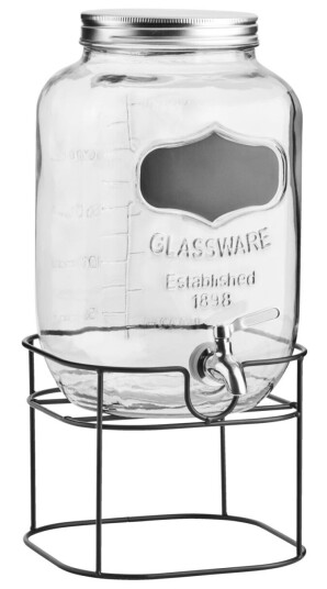VEGA Dispenser Modesto med stativ; 7l, 21x44x18 cm (BxHxD); Svart/Transparent