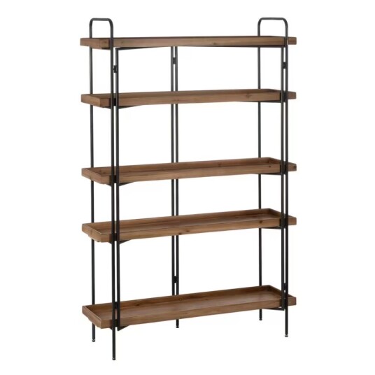 Bokhylla Svart Beige Järn Granträ 111 x 34 x 176 cm