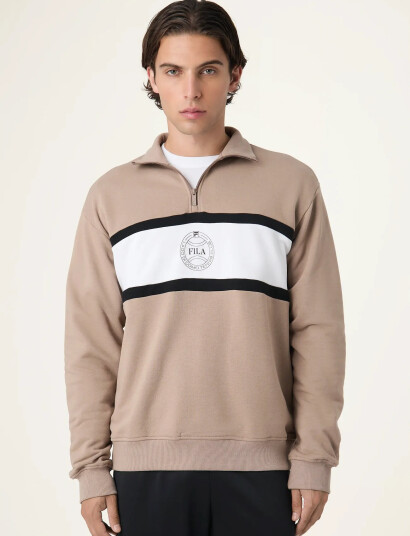 FILA Parella Loose Half-Zip Sweatshirt - Brown - S FILA Parella Loose Half-Zip Sweatshirt - Brown - S