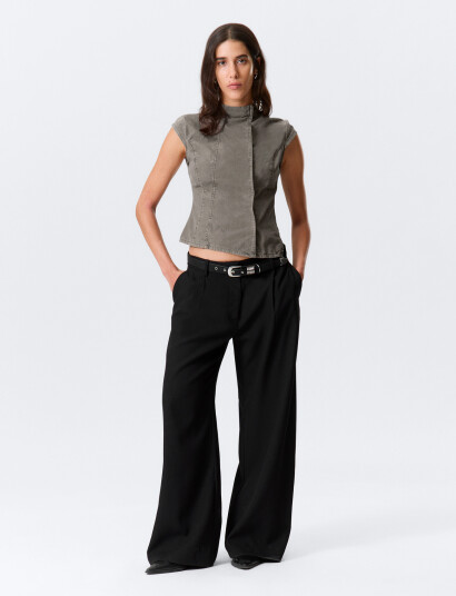 Weekday Low Waist Wide Suiting Trousers   Black   46